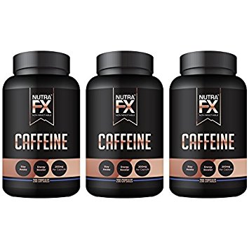 NutraFX Caffeine Pills 200mg Double Strength Energy and Focus Natural Stimulant 100% Pure Anhydrous Caffeine Powder | Energy Booster Mental Alertness and Fat Burner (600 Capsules)