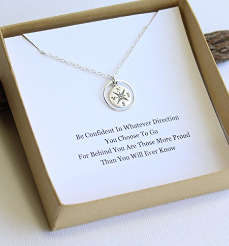 Sterling Silver Graduation Compass Necklace... Handcrafted in the USA