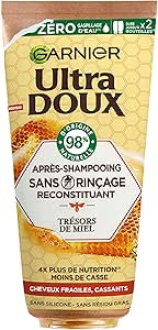 Garnier - Après-Shampooing Nourrissant Trésors de Miel Sans Rinçage - Au Miel d'Acacia et Cire d'Abeille - Formule 98% d'Origine Naturelle - Pour Cheveux Fragiles et Cassants - Ultra Doux - 200 ml