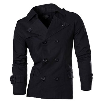 jeansian Mens Slim Fit Double Breasted Jacket Coat Outerwear Tops 8006