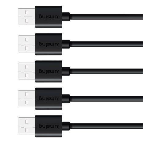 Lumsing 5-Pack Micro USB 3ft - The Worlds Fastest Most Durable Charging Cablefor Samsung Nexus LG Motorola Android Smartphones and MoreBlack