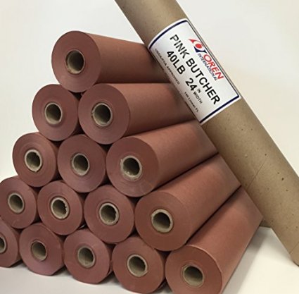 Pink/Peach Butcher Paper Roll 24" X 150' in Durable Carry Tube