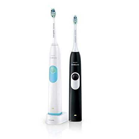 Philips Sonicare 2 Series Plaque Control Dual Handle Electric Twin Pack (Black  White)