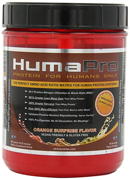 ALR Industries Humapro,  Protein Matrix Formulated for Humans, Waste Less. Gain Lean Muscle, Mandarin Orange(Packaging may vary)