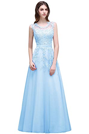 Babyonline Women's Lace A Line Formal Evening Dress for Women Long Prom Dress