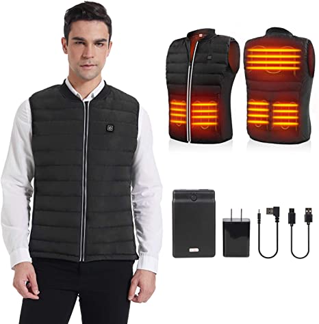 PETREL Lightweight Heated Vest Warm Outdoor Cloths with 5 Heating Zones Rechargeable Heating Vest for Hunting Fishing Skiing Camping Hiking