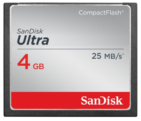 SanDisk Ultra 4GB Compact Flash Memory Card Speed Up To 25MBs Frustration-Free Packaging- SDCFHS-004G-AFFP  Label May Change