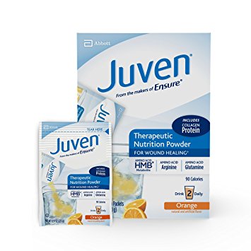 Juven Therapeutic Nutrition Drink Mix Powder to Support Wound Healing, Orange, 8 Count (Pack Of 6)