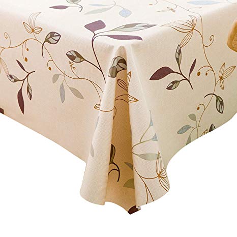 LEEVAN Heavy Weight Vinyl Square Table Cover Wipe Clean PVC Tablecloth Oil-Proof/Waterproof Stain-Resistant/Mildew-Proof - 54 x 54 Inch (Autumn Leaves)