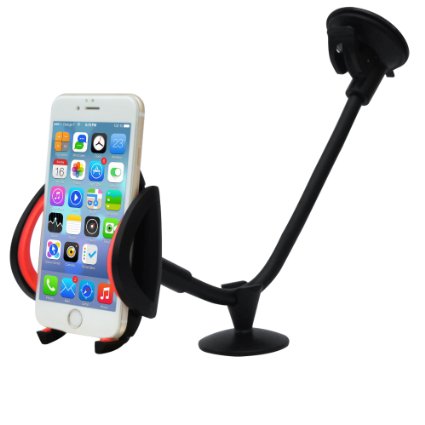 Ipow® Smartphone Long Arm 13 Inches Car Mount Holder Cradle With A Quick Release Button For iPhone 6 6  6S 6S Plus 5S 5,iPod Touch,Samsung Galaxy S5 S4/3 Note 2/3,Nexus,Nokia,LG G3,HTC&GPS Devices