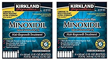 6 Months Kirkland Minoxidil 5 percentage Extra Strength Hair Loss Regrowth Treatment Men, 2 oz (Set of 12)