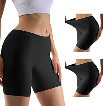 Slip Shorts for Women, Plus Size Spandex Anti Chafing Slip Shorts for Under Dresses, 2 in 1 High Waisted Underwear 3-Pack