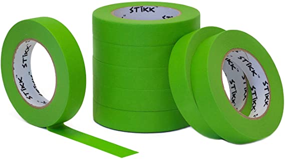 8pk 1" x 60yd STIKK Green Painters Tape 14 Day Easy Removal Trim Edge Finishing Masking Tape (.94 in 24MM)
