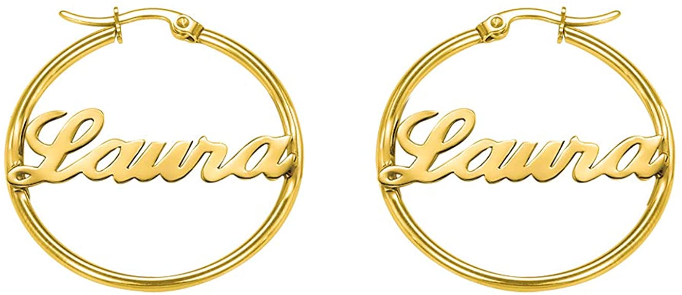 Personalize it with Name Earrings for Women Gothic Style Monogram Hoop Earring Personalized Name Earring Custom Made with Any Name