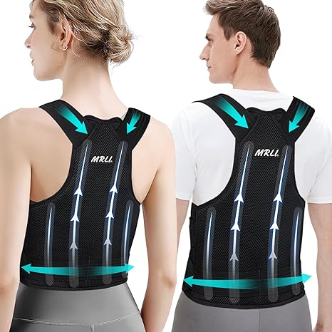 Back Brace Posture Corrector Support: Shoulder Lumbar Belt For Women and Men - Adjustable Upper Back Straight - Relief Pain in Neck Back and Shoulders (L)