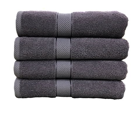 Premium Bamboo Cotton Bath Towels - Natural, Ultra Absorbent and Eco-Friendly 30" X 52" (Gift Set of 4) (Grey)