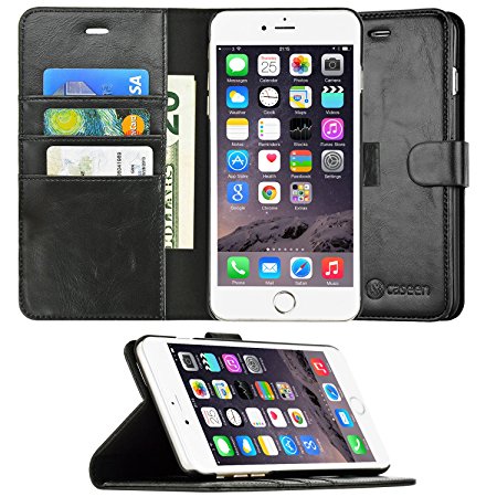 iPhone 6 6S Case, caseen OTTIMO Apple iPhone 6S 6 Wallet Case Cover [Synthetic Leather][Kickstand][Card Pocket] Slim Cash Card Case Cover for Apple iPhone 6 / 6S - Black