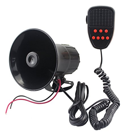 GAMPRO Car Siren Speaker, 12v 50w 7 Tones Sound Electronic Car Siren Vehicle Horn With Mic PA Speaker System Amplifier Emergency Sound for Cars Vans Trucks Motorcycles