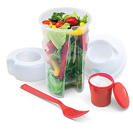 Innova Imports Salad-to-go Containers with Ice Chamber (Set of 2) Red