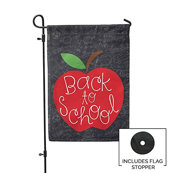 Back to School Apple Garden Flag Outdoor Patio Seasonal Holiday Fabric 12.5"X18"