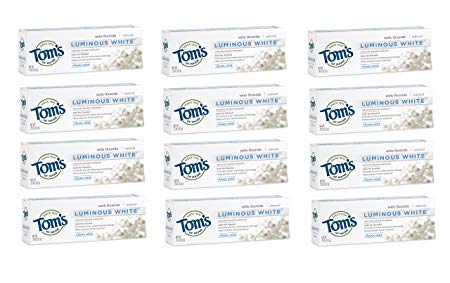 Tom’s of Maine Luminous White Trial-Size Toothpaste, Natural Toothpaste, Travel Size Toothpaste, Clean Mint, 0.75 Ounce, 12-Pack