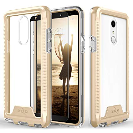 Zizo ION Series compatible with LG Stylo 4 Case Military Grade Drop Tested with Tempered Glass Screen Protector GOLD CLEAR