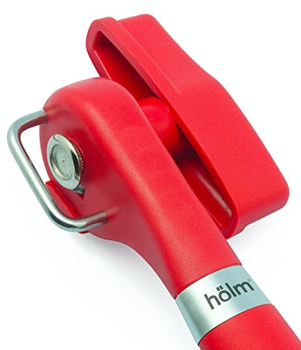 hölm Kitchen Collection Professional Ergonomic Smooth Edge, Side Cut Manual Can Opener. Sharp Easy Turn Design With Good Soft Grips Handle Cans Lid Lifter - Red