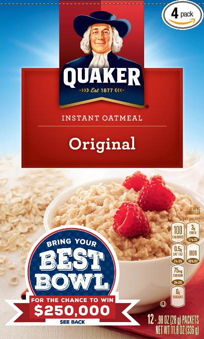 Quaker Instant Oatmeal Original 12 Count 118 Ounce Pack of 4