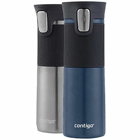 Contigo AUTOSEAL Vacuum Insulated Stainless Steel Travel Mugs (2, Monaco/ Stainless Steel)