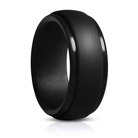 GEJULIC Silicone Wedding Ring for Men, Rubber Wedding Band…
