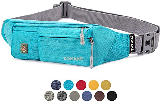 ZOMAKE Fanny Pack for Men and Women, Slim Belt Bag Water Resistant Waist Bag Pack for Running Cycling Carrying iPhone X Samsung S8