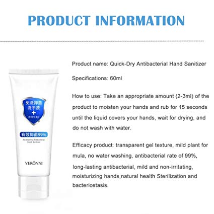 Onewell 60ML Hand Sanitizer Gel, Hand Gel Antibacterial Elimination Disinfection Ten Seconds Quick-Dry Hand Sanitiser