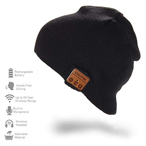 CFZC Bluetooth Beanie Hat Cap Wireless Headphone Knit Winter Soft Warm Music Hat with Stereo Speaker Hands-Free for Men and Women Outdoor Sports Gifts (Black)