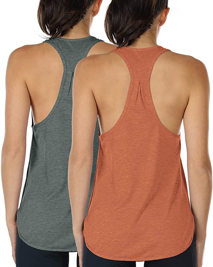 icyzone Workout Tank Tops for Women - Athletic Yoga Tops, Racerback Running Tank Top(Pack of 2)