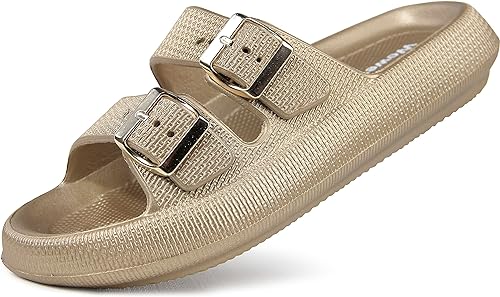 Weweya Sandals for Women and Men - Pillow Slippers - Double Buckle Adjustable Slides - EVA Flat Sandals