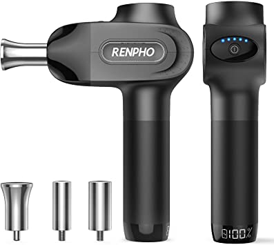 RENPHO Professional Massage Gun Deep Tissue, Muscle Massager 2500mAh, 3 Titanium Alloy Heads, Powerful up to 3200RPM, Portable Massager with LED Touch Screen, Quiet 60w Germany Motor for Pain Relief