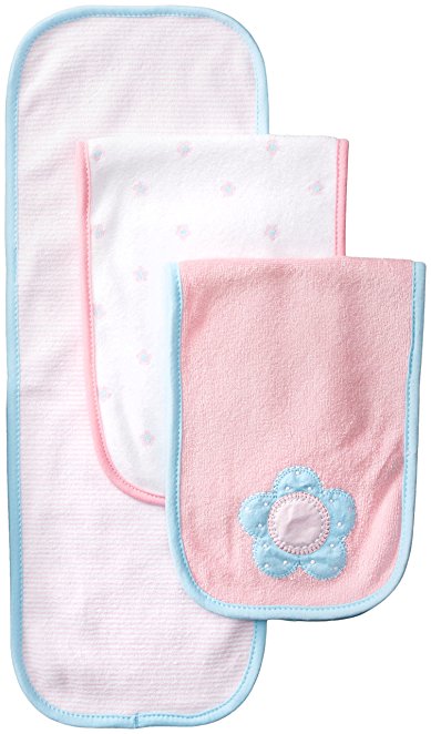 Gerber Baby Girls' 3 Pack Terry Burp Cloths