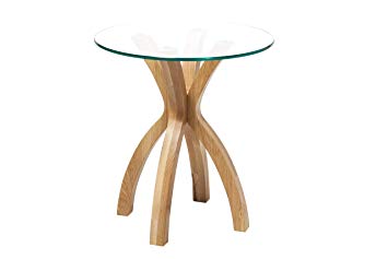 New Phoenix Solid Oak Glass Lamp Side End Table Modern Clear Living Room Furniture