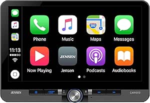 Jensen CAR1013 10.1-inch Certified Apple CarPlay Android Auto Wired or Wireless | Single DIN & Double DIN Touchscreen Car Stereo Radio | Bluetooth | Front & Rear Camera Inputs | USB Playback & Charge