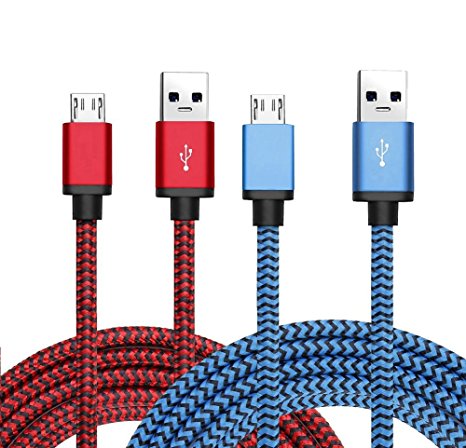 Micro USB Cable 2-Pack, BeneStellar 6ft / 1.8m Premium Nylon Braided USB 2.0 A Male to Micro B Sync and Charging Cables for Samsung, HTC, Nexus, Motorola, Nokia, Android and More (6FT 2-Pack)