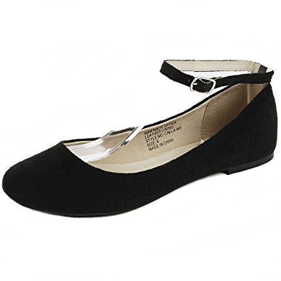 Alpine Swiss Women's Suede Lined Calla Ankle Strap Ballet Flats