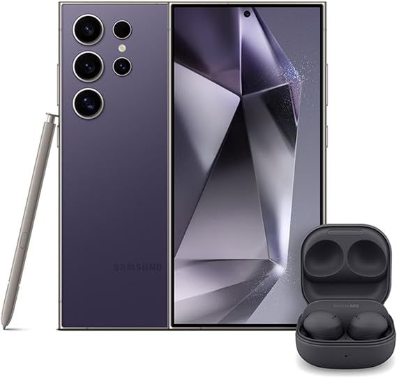 SAMSUNG Galaxy S24 Ultra Cell Phone (Titanium Violet)   Buds 2 Pro (Graphite) 256GB AI Smartphone, Unlocked Android, 200MP, 100x Zoom Cameras, S Pen, True Wireless Bluetooth Earbuds, ANC, US Version