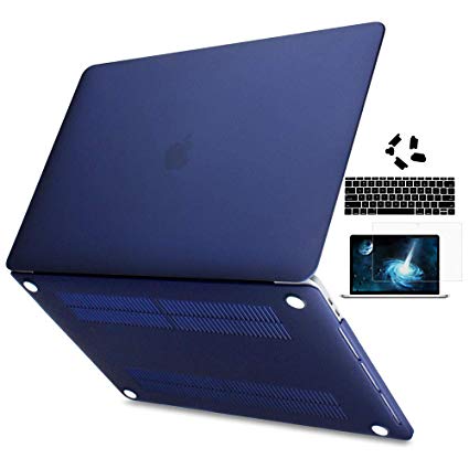 Dongke Smooth Matte Frosted Hard Shell Cover for MacBook Air 13 Inch with Retina Display fits Touch ID, Air 13 Inch Case 2018 Release A1932 (Frost Navy Blue)