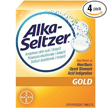 Alka-Seltzer Gold Tablets- Non-Aspirin, 36 Count Box (Pack of 4)