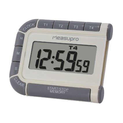 MeasuPro CCT400 Digital Timer Clock and Stopwatch with Four Channels