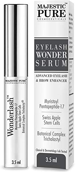 Eyelash Growth Serum From Majestic Pure - Myristoyl Pentapeptide-17 & Swiss Apple Stem Cells Based Formula Promotes Thicker & Longer Eyelashes and Eyebrows - 3.5ml