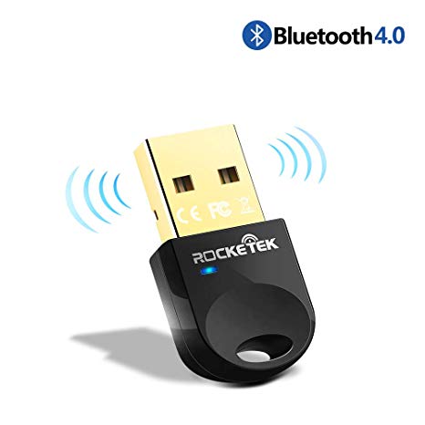 [Upgraded Version] Rocketek USB Bluetooth 4.0 Adapter Dongle for PC | Low Energy Bluetooth Transmitter and Receiver for All Windows 10/8 /7/ XP/Vista