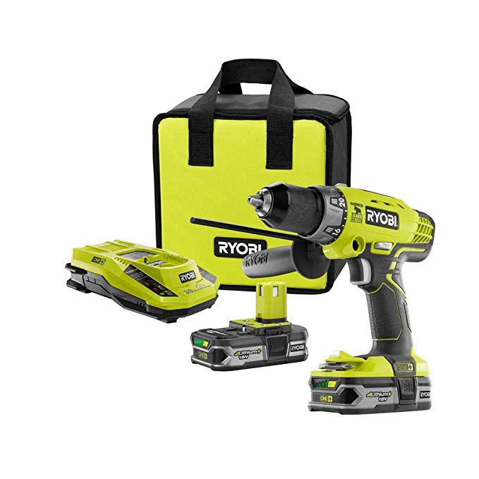 Ryobi ZRP1812 18-Volt ONE  Lithium-Ion Cordless Hammer Drill/Driver Kit (Renewed)