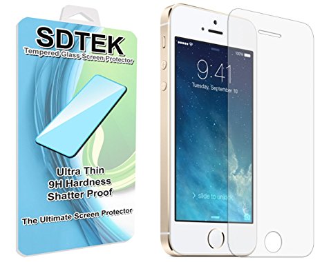 iPhone 5 / 5s / SE / 5c Screen Protector, SDTEK Premium Tempered Glass Screen Protector for iPhone 5 / 5s / SE / 5c