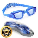 1 TOP RATED SWIM GOGGLES Swimming Goggles Aegend Adult No Leaking Clear Anti Fog UV Protection Swim Goggles with Free Protection Case for Men Women Youth Kids Indoor Open Water Blue